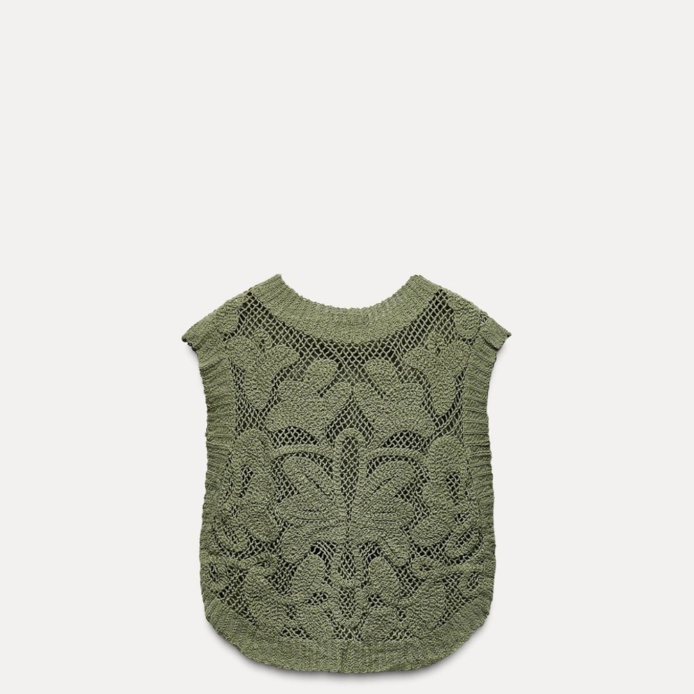 Zara Olive Knit Sleeveless Tank Top - Picture 3 of 4